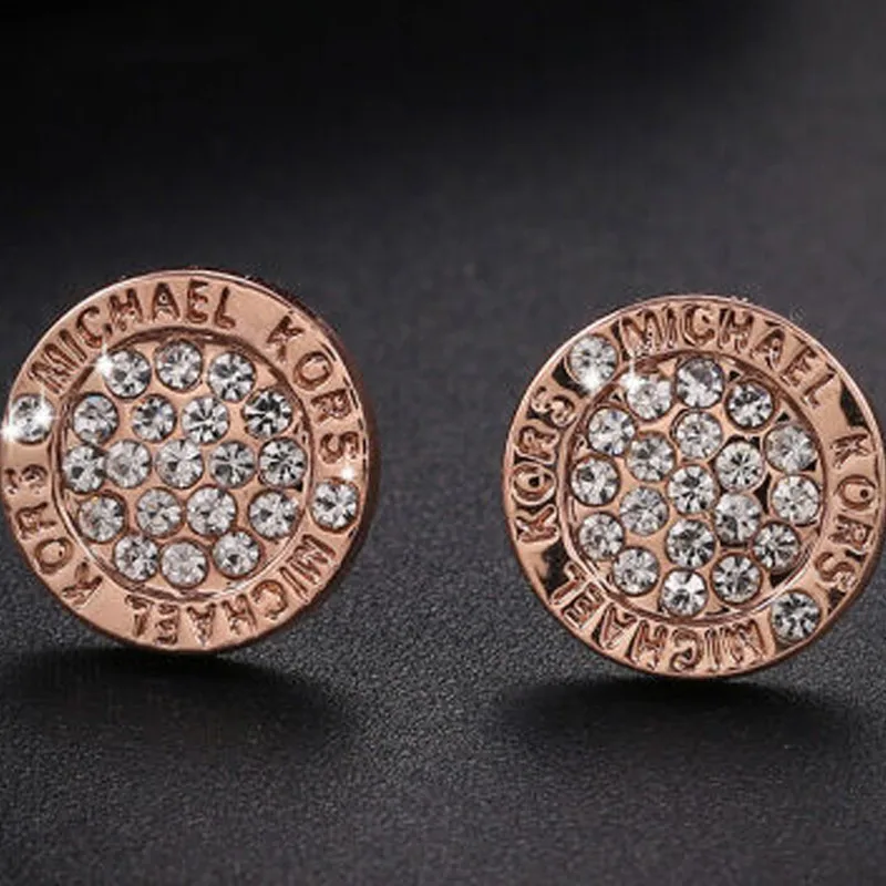 925 เงินสเตอร์ลิงรอบ Rhinestone STUD ต่างหูแฟชั่นผู้หญิง PARTY ของขวัญอุปกรณ์เสริม