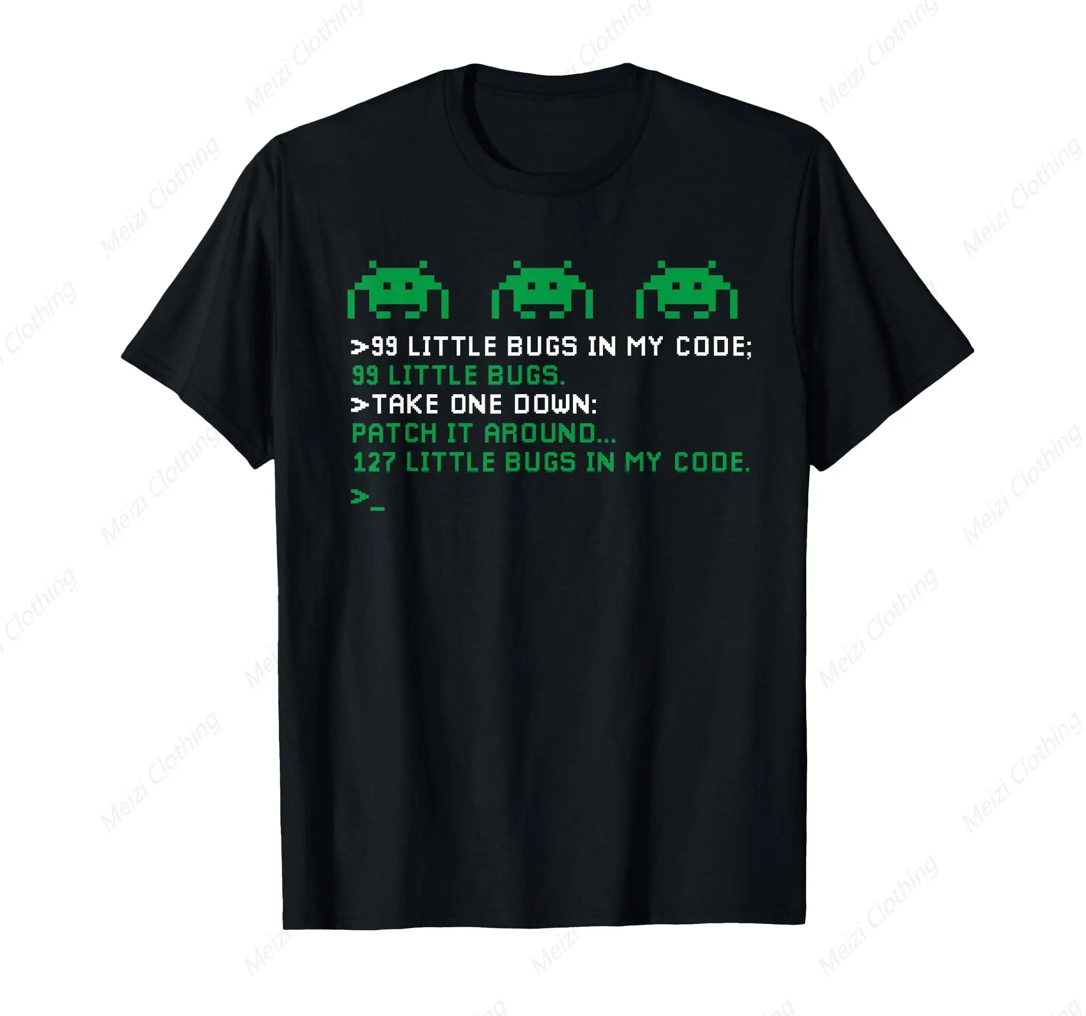 

99 Little Bugs In My Code Printed Shirt Fun It Programming Song Punk Men's T-Shirt Pure Cotton Black