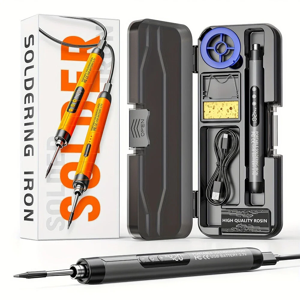 Przenośny zestaw do spawania z interfejsem Type-C, lutownica z regulacją temperatury, lutownica elektryczna USB z wyświetlaczem cyfrowym