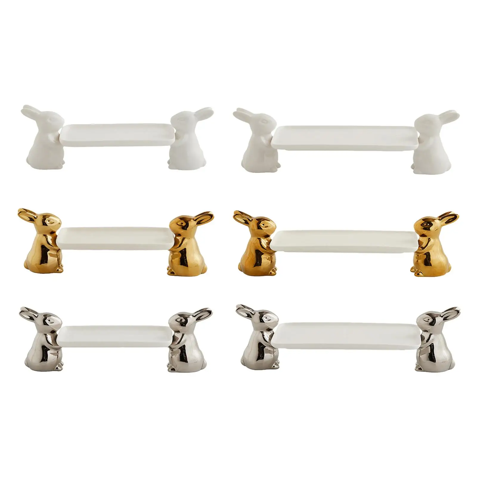 

Ceramic Rabbit Cake Tray Portable Cute Cake Stand for Holiday New Year