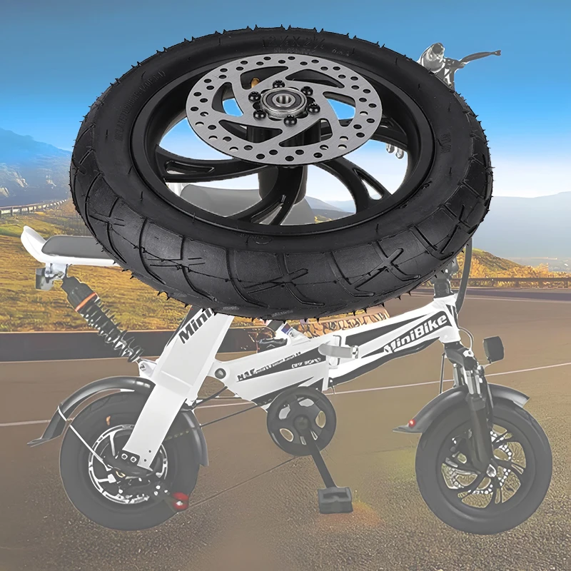 

12 1/2X2 1/4 Tires with Wheel Hub 12 Inch Wheels with 140mm Disc Brake for Electric Scooters Electric Bicycle Folding Bicycle