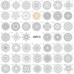 48pcs/set Mandala Stencils DIY Painting Scrapbook Coloring Embossing Album Decorative Template 10x10cm