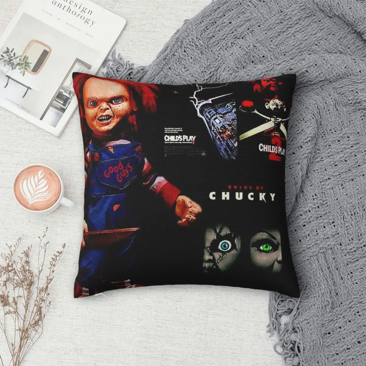 Chucky Horror Movie Square Pillowcase Cushion Cover Pillow Case Throw Pillow Cover for Home Bedroom Car