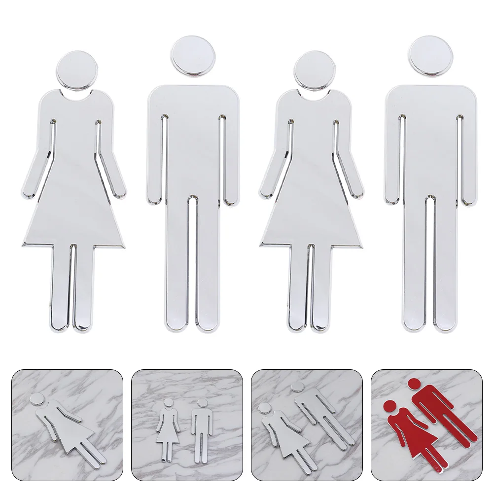 

4 Pcs Toilet Signboard Lavatory Plate Washroom Men and Women Bathroom Restroom Identification Signs