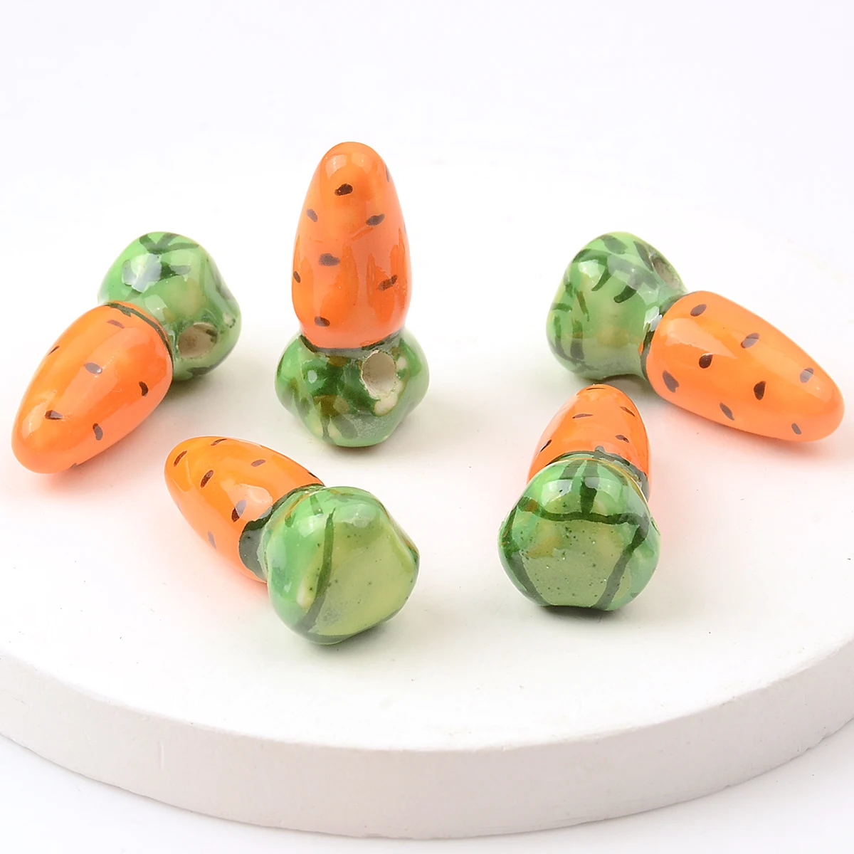 1x2.4cm 5pcs Hand-painted Exquisite Carrot Ceramic Beads For Jewelry Making DIY Bracelet Necklace Earring Accessories