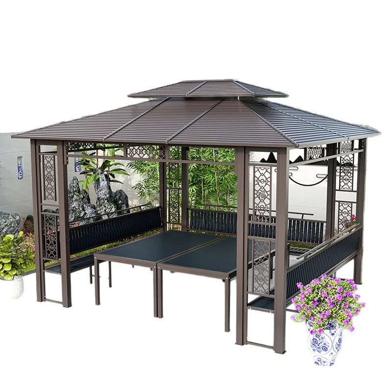 

Aluminum pavilion Outdoor courtyard Villa Garden awning Chinese pavilion Open-air terrace Roof mobile pergola