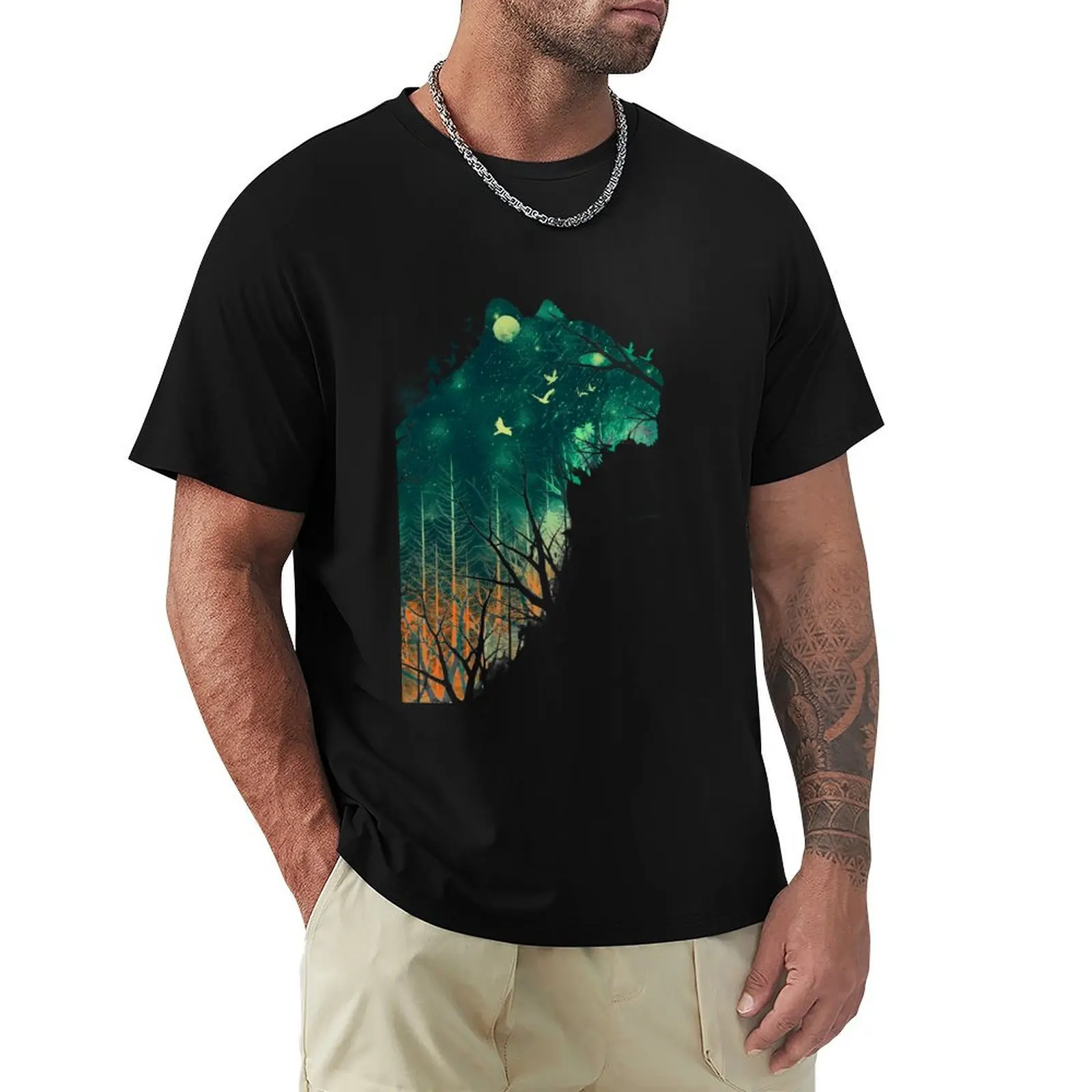 Space Tiger T-Shirt Basic Short Sleeve Cotton Blend T-Shirt