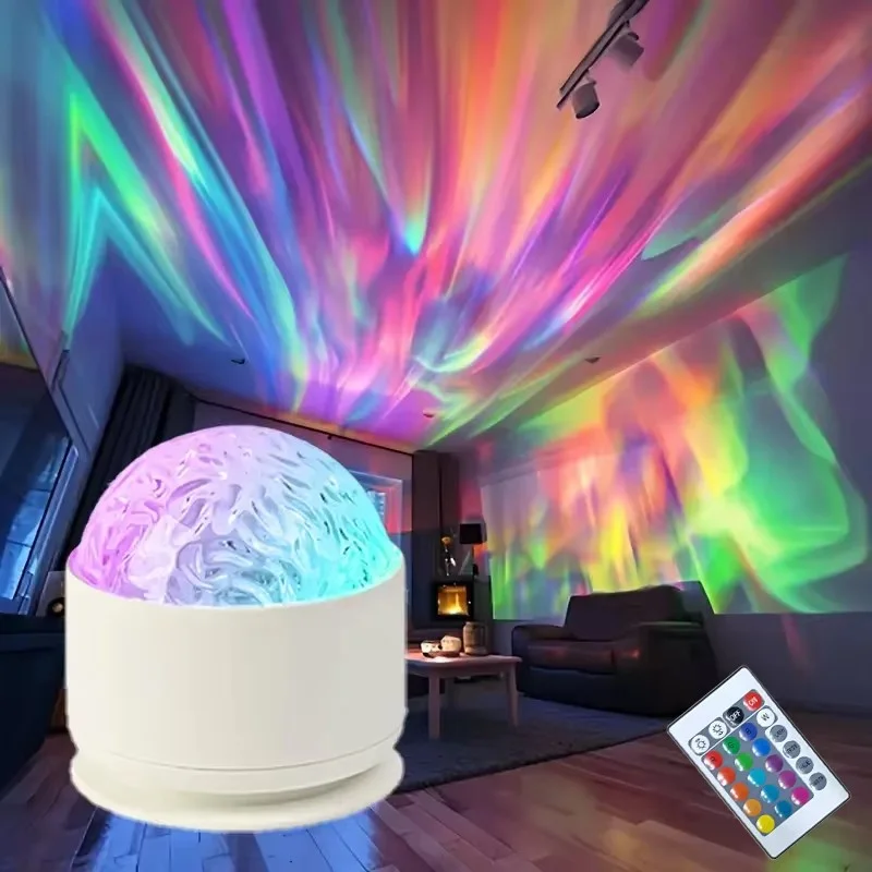 1 USB LED Aurora Projector With 16 Colors Remote Control LED Night Light Home Atmosphere Light for Party and Holiday Decor