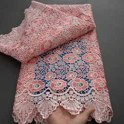 African Lace Fabric 2024 High Quality 5Y Knitted Water Soluble Nigerian Cord Guipure Lace Fabric Elegant Dress for Women A3918