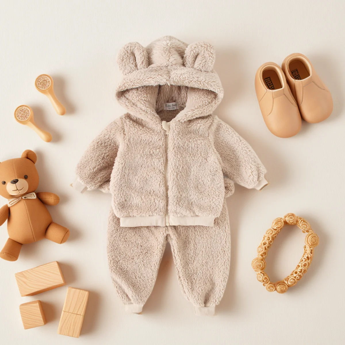 Winter Baby Clothing Sets Long Sleeve Tops Zipper + Long Pants 2Pcs Cute
