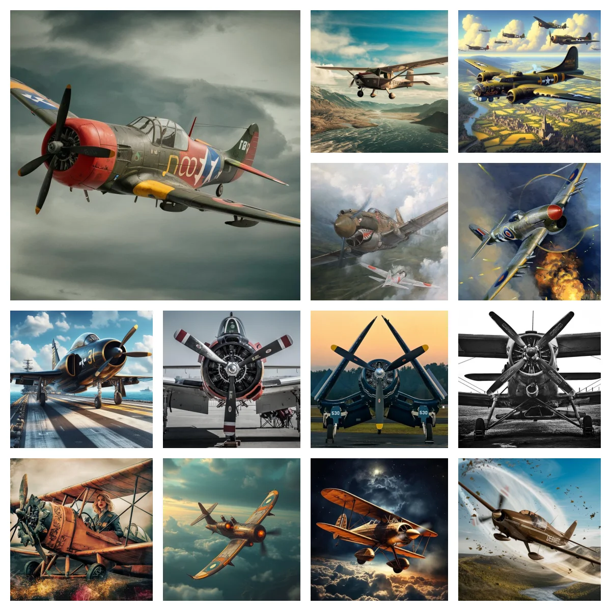 Propeller Aircraft DIY Diamond Painting P-40 Fighter Pictures Diamond Embroidery Children's Handicrafts Home Wall Decor