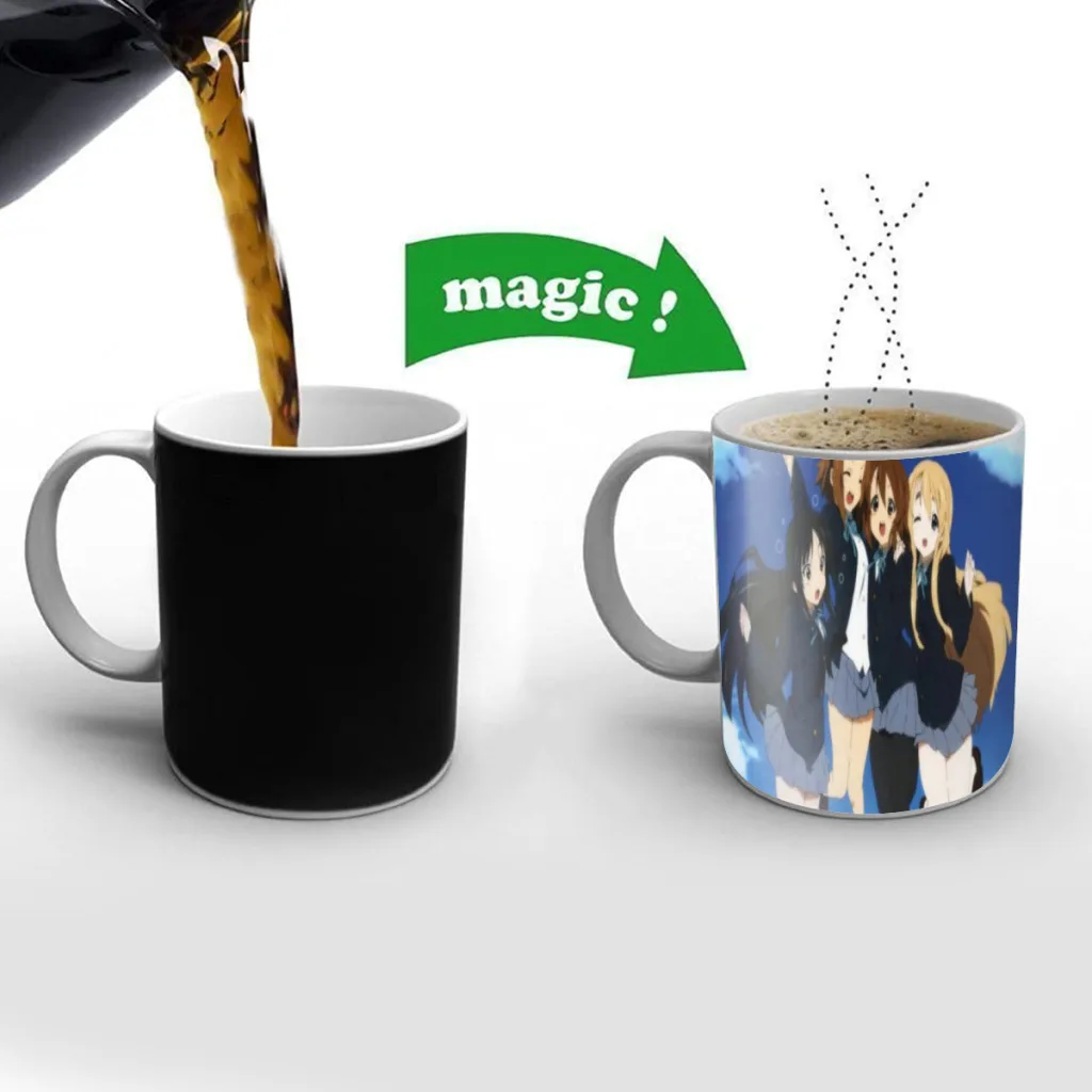 

Kawaii-New-K-ON! Free shipping Color Changing Heat Sensitive Mug Ceramic Coffee Mugs Magic Drinking Water Tea Cup