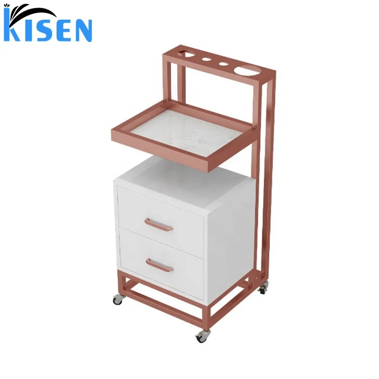 Luxury hot sale beauty and hair salon equipment manicure cabinet rose gold white color tool pedicure trolley fast delivery