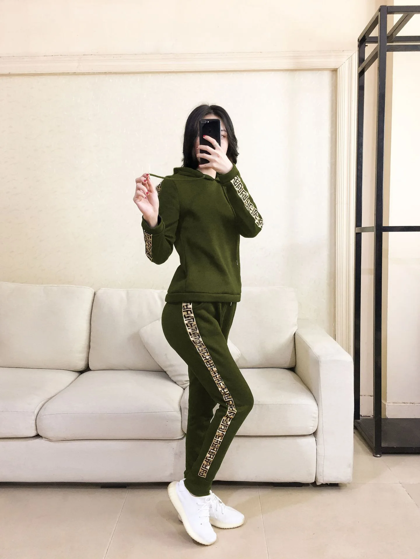 2022 Autumn New Women\'s Fashion Casual Stitching Hooded Sweater Suit Two-piece Set Ensemble Femme 2 Pièces