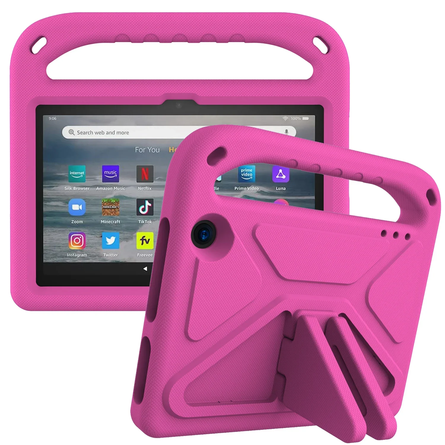 EVA Stand Case For Amazon Fire HD10 8 7 2022 12th Generation 7inch ShockProof Tablet Cover Kids Funda Friendly Hand Holder Capa