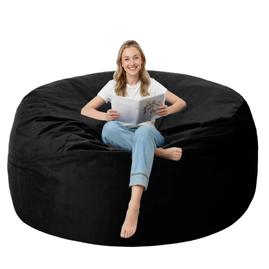Bean Bag Chair with Ultra Soft Velvet Cover Bean Bag Sofa with Memory Foam Bean Bag Chairs with Large Size Lazy Sofa for Dorm Of