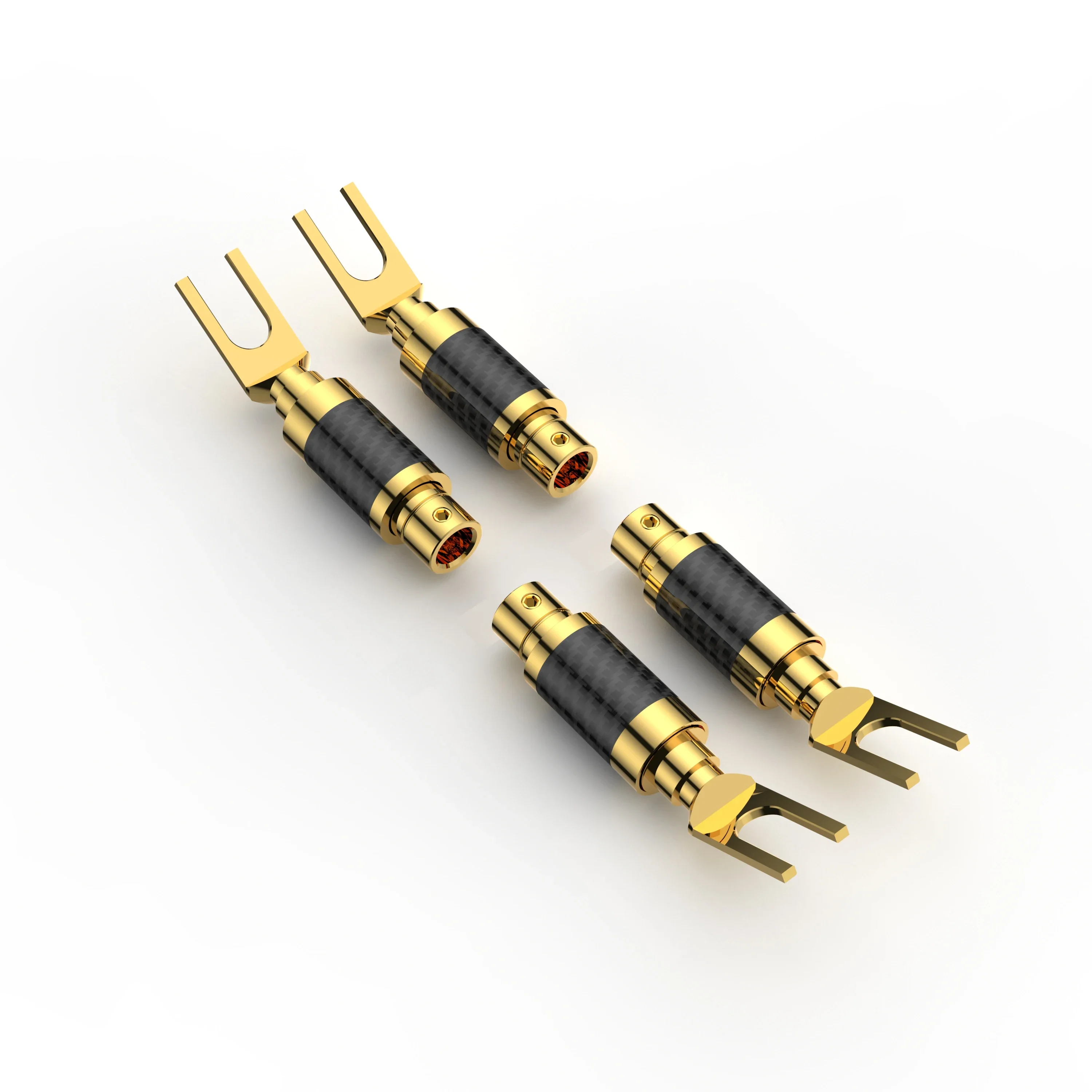 VB603G Spade Carboner Connettore in fibra di carbonio Spina a Y per cavo altoparlante hifi spina a forcella 4 pezzi