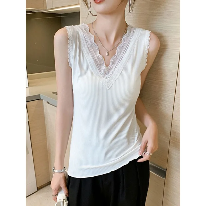 

Кружевной жилет с v-образным вырезом на подтяжках для женщин, лето 2022, новый стиль, зарубежный стиль, внутренняя нижняя рубашка без рукавов, топ