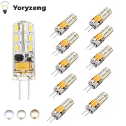 SARL yzeng-Mini ampoules LED G4, lampe halogène, lustre, décor de budgétaire, remplacement en silicone, 2W, 12V, 220V, 24 gible, 3014 SMD, 20W, 10 pièces