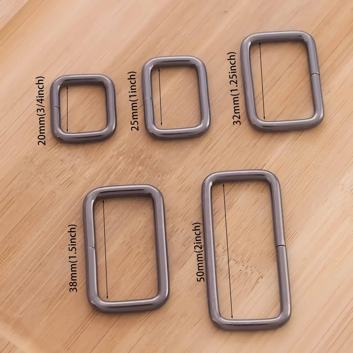 5pcs Metal Rectangle Ring Webbing Buckle Metal Rings for Bag Purse Ring for Strap Belts Buckles Square Ring