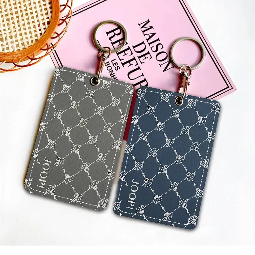 Divertido estuche rectangular para tarjetas de identificación con estampado, llavero, tarjetero de cuero, anillo para llaves y accesorios.