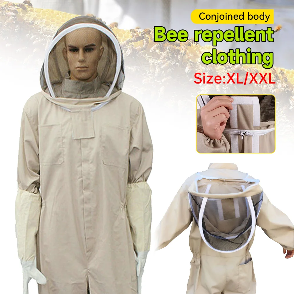 Full Body Beekeeping Clothes Professional Bee Keeping Suit With Leather Glove Ventilated Protective Clothing Farm Safety Outfit