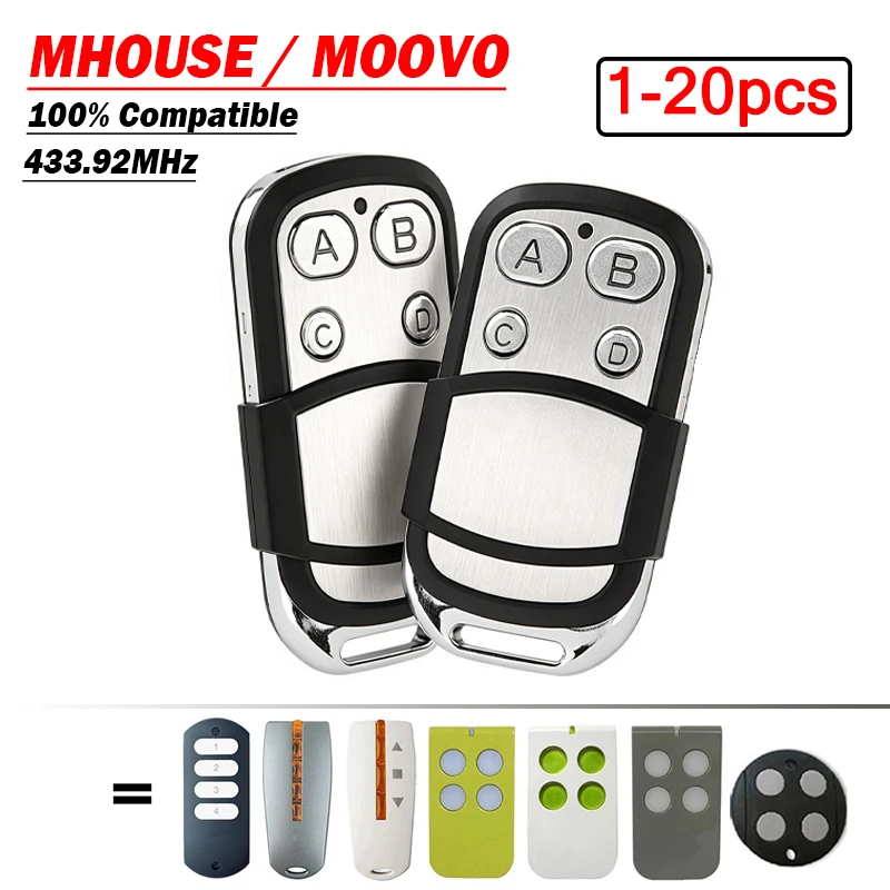 For MHOUSE MOOVO Gate Remote Control MHOUSE MOOVO MT4 MT4V MT4G TX4 GTX4 GTX4C Garage Door Remote Opener 433.92MHz Transmitter