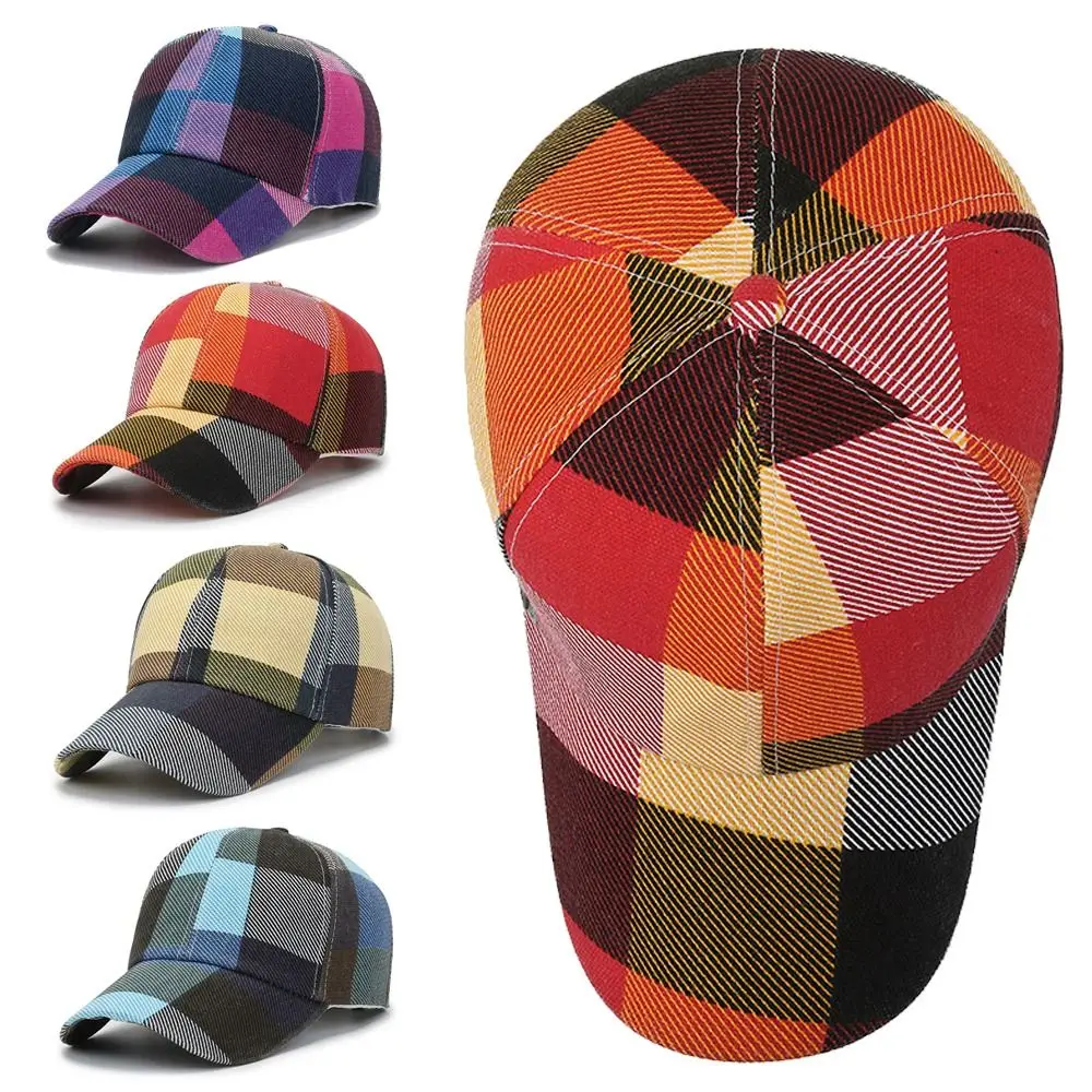 Spring Summer Women Men Plaid Caps Fashion Plaid Baseball Caps Outdoor Cool Adjustable Sun Cap Sports Hat