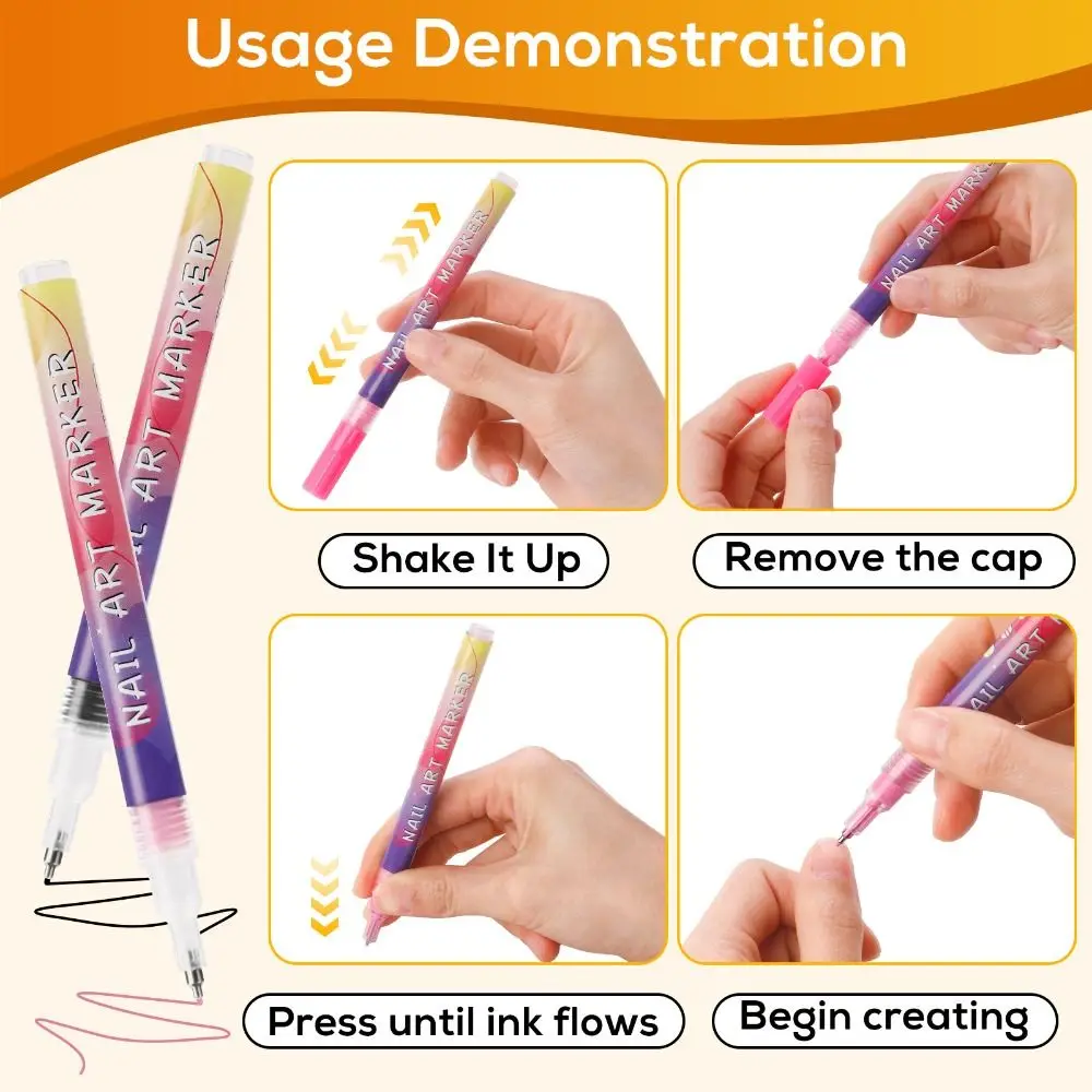 12 Colors Nail Art Pens Set Quick Dry 0.5MM Fine Tip DIY Manicure Tools Acrylic Paint Vibrant Nail Polish Art Kit Beauty Adorn