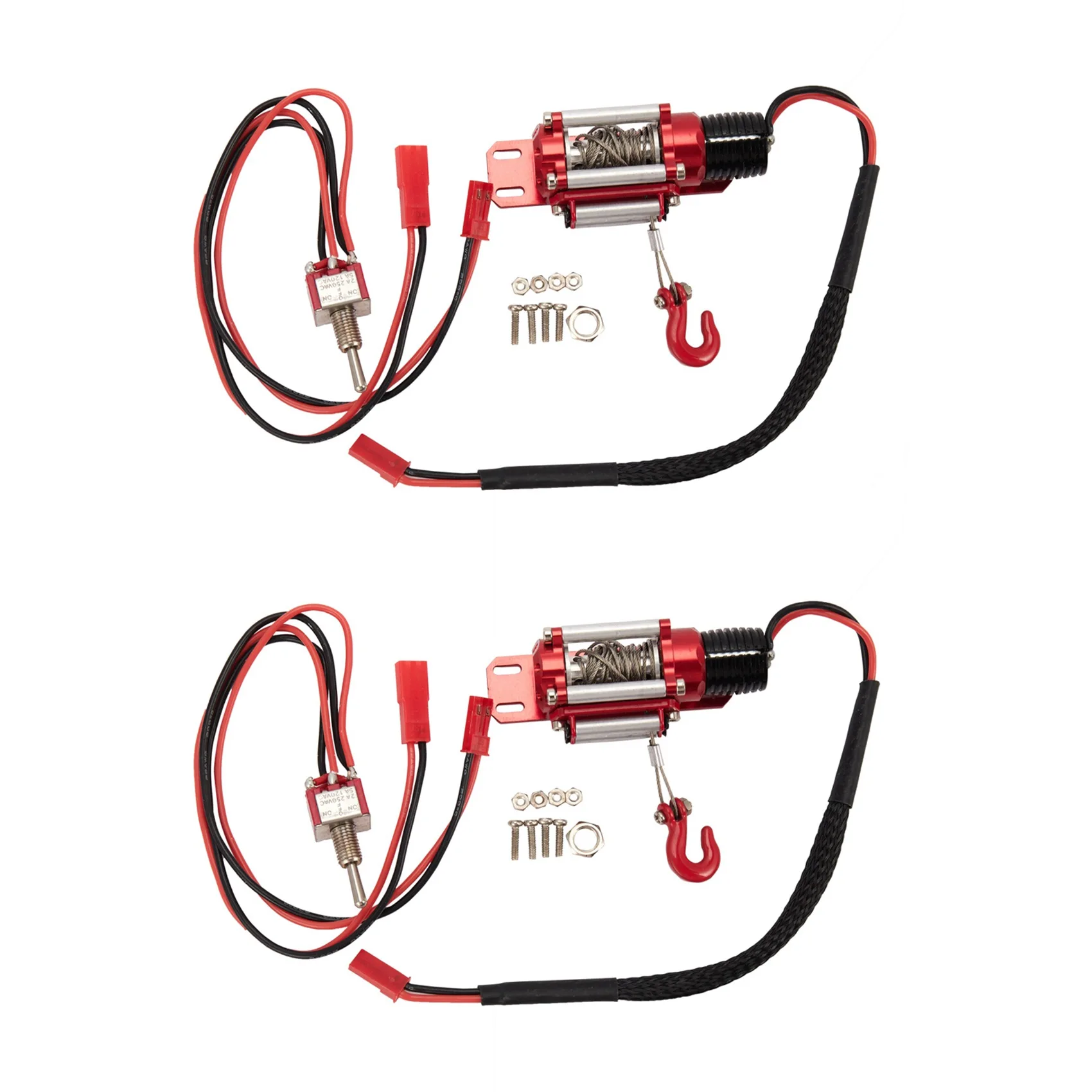 FBIL-2X RC Car Metal Steel Wired Automatic Simulated Winch For 1/10 RC Crawler Car Axial Traxxas TRX4 SCX10 90046 D90