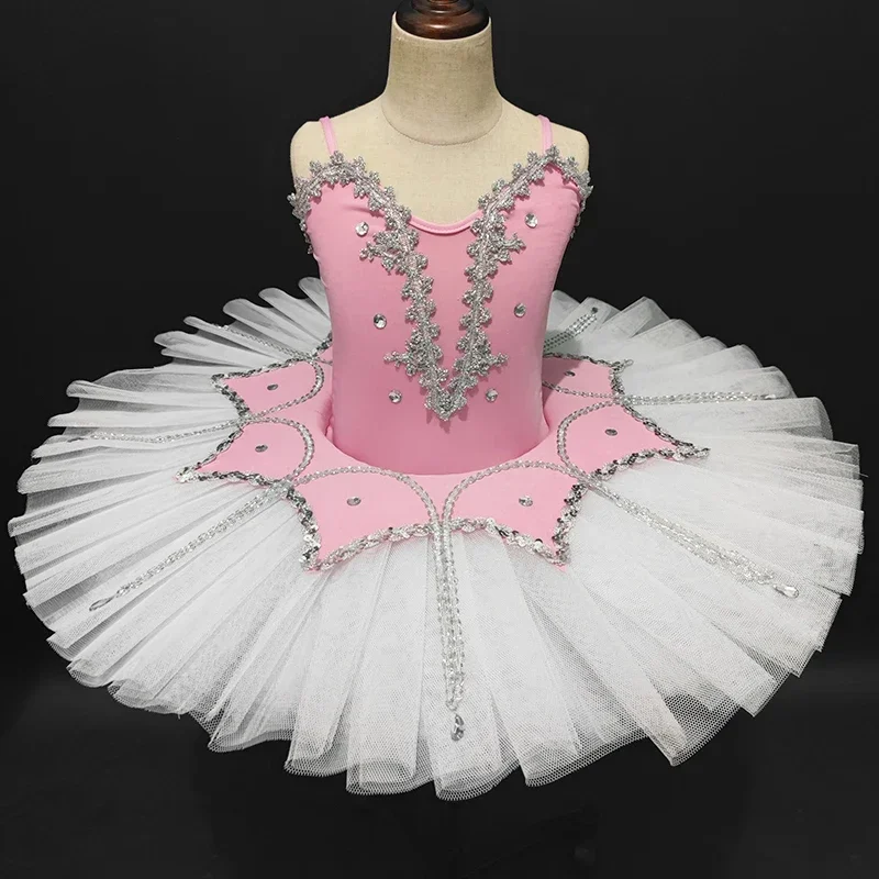 大人と子供のためのプロのバレエチュチュ、白鳥の湖のパンケーキチュチュ、古典的な体操レオタード、白いダンス、バレリーナダンス