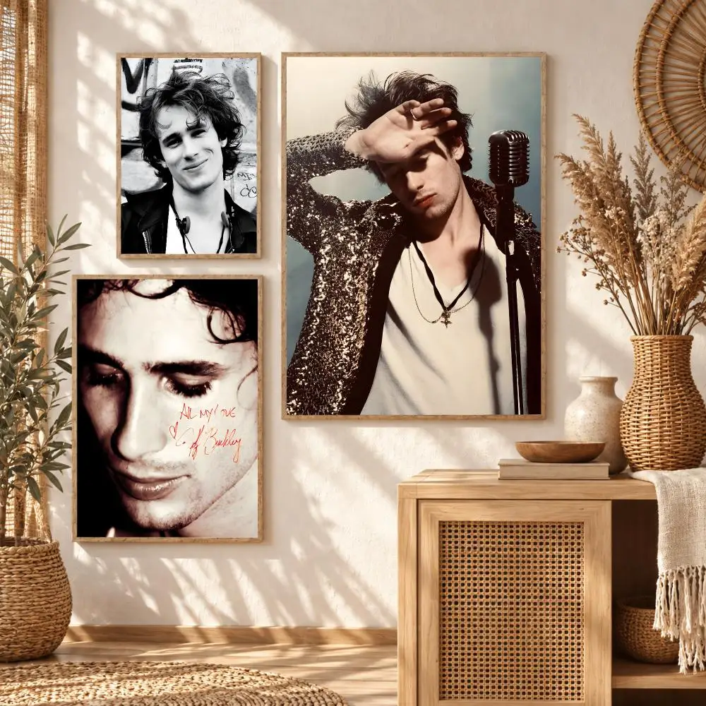J-jeff B-Buckley Singer Emotional Timeless Poster Premium Modern Waterproof Wall Art Pictures for Bedroom Living Room Bar Decor