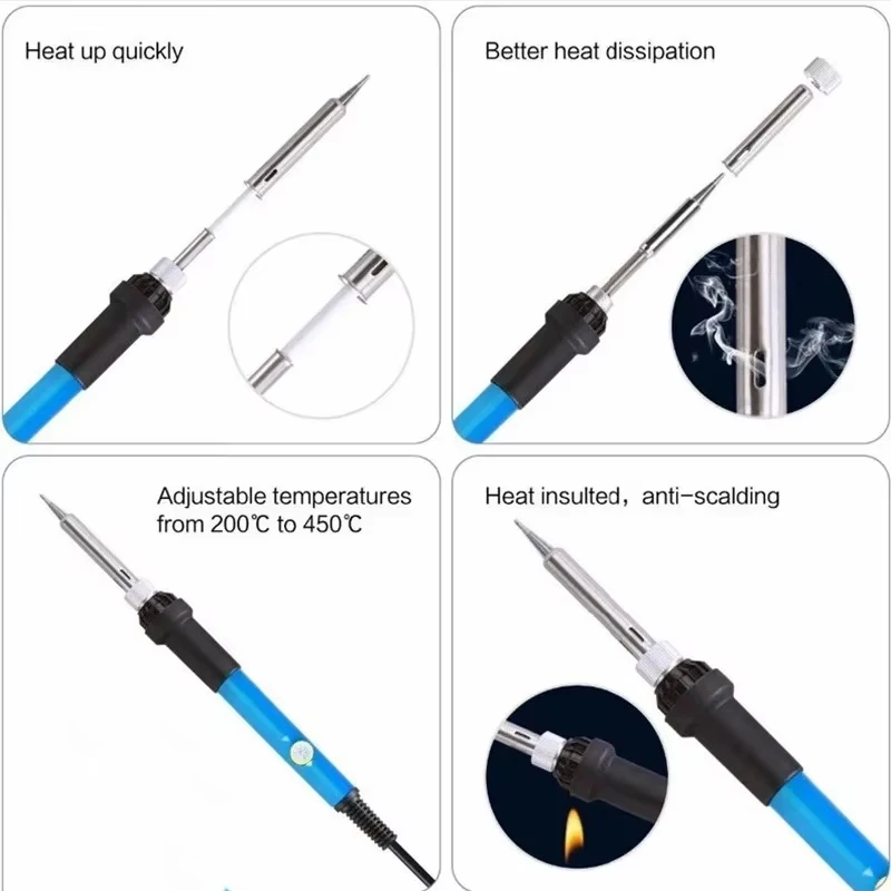 60W Adjustable Temperature Welding Solder Rework Station Heat Pen Tips Electric Soldering Iron for Repairing by BeBosLook