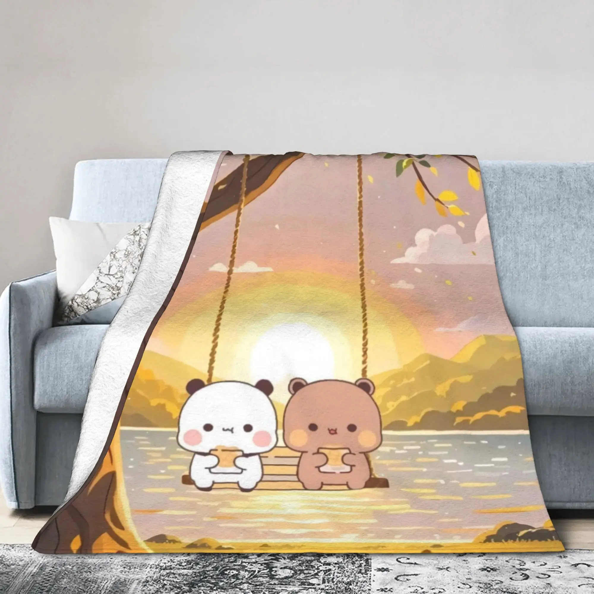 Bubu & Dudu Swing Blankets  Warm Print Plush Throw Blanket For Students Home Decor Flannel Bedspread Bed Cover