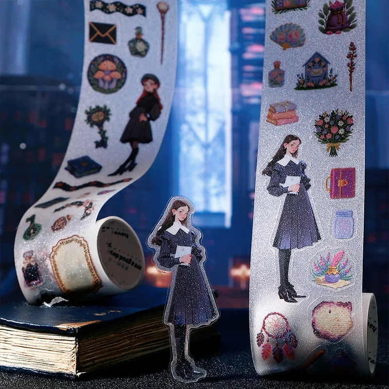 1Roll/2Roll Whimsical PET Sticker Collection for Girls Enchanted Pact Series in 6 Elegant Vintage Designs