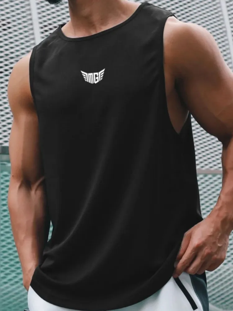 

Summer Quick Dry Gym Clothing Mens Mesh Sports Tank Tops Bodybuilding Sleeveless T Shirt Fitness Stringer Tank top Running Vest