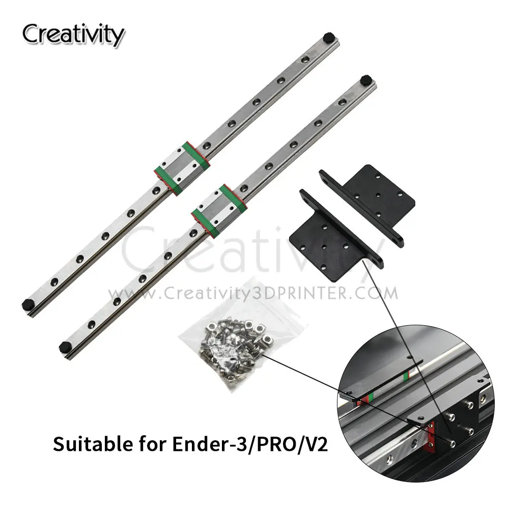 Upgrade Ender 3/V2/Pro Y-axis Dual Linear Guide kit MGN12H 300MM Linear Rail For Ender 3 Ender 3 V2 Ender 3 Pro 3D Printer Parts