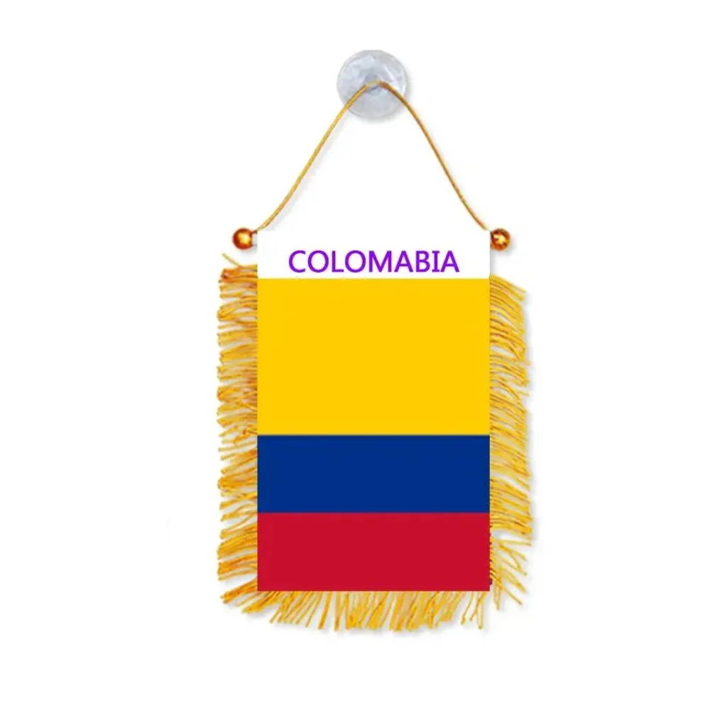 Aerxemrbrae 8*12 cm décoration de fenêtre de voiture Polyester co colombie fanion suspendu drapeaux colombien Mini fanion