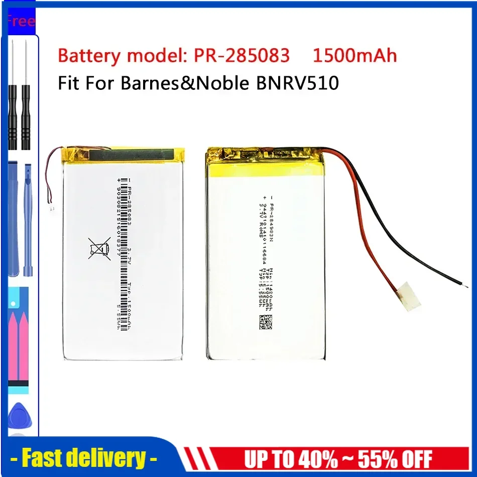 

PR-285083 1500mAh Battery For Barnes & Noble BNRV510 Nook Glowlight Plus 2015 For Kobo Glo HD Rechargeable Batteries