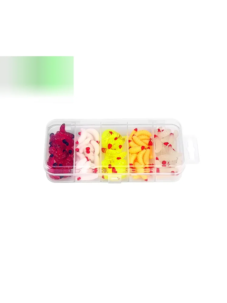 5Colors Artificial Soft Lure Combo Mini Mealworm Lure Kit Maggot Bait Freshwater Saltwater Wobbler Pesca