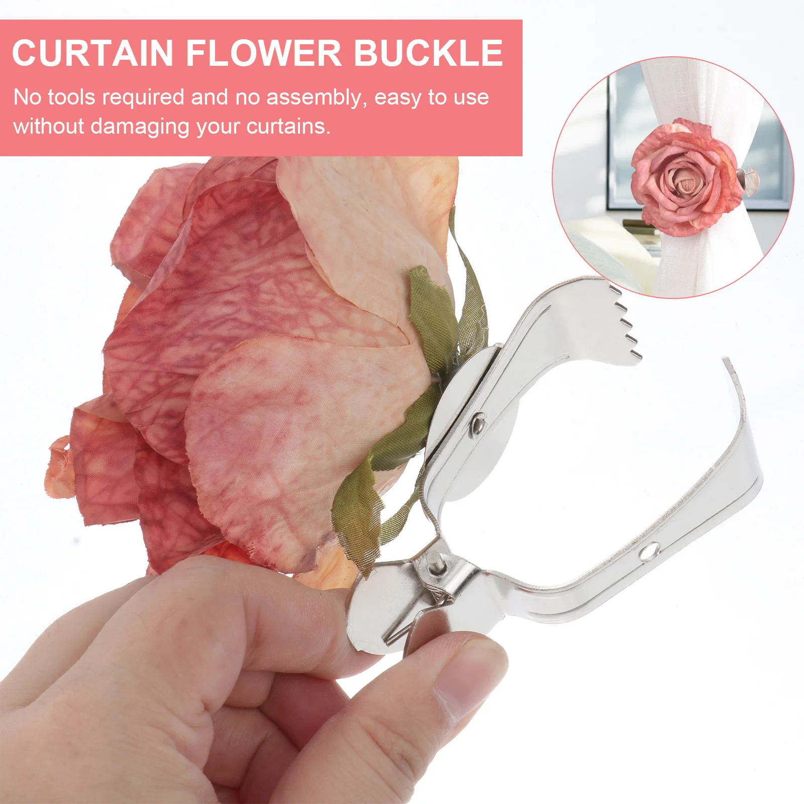 

2pcs Binding Clips Flower Curtain Tiebacks Clip For Home Hotel Decor Easy Clip On No Tools Required Curtain Accessory