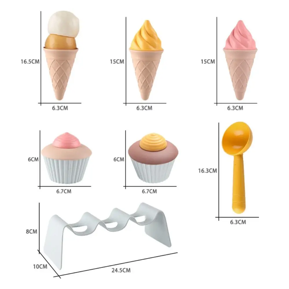 Summer Wheat Straw Ice Cream Model Toy Pretend Play Sand Making Simulation Ice Cream Cake Gourmet Kitchen Toy Children Play