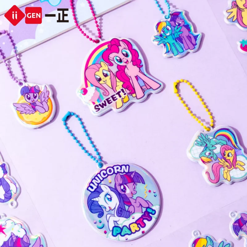 

IiGEN My Little Pony Keychain Reward Stickers Cute DIY Decorations for Kids Peach Twilight Sparkle Cartoon Anime Reward Stickers