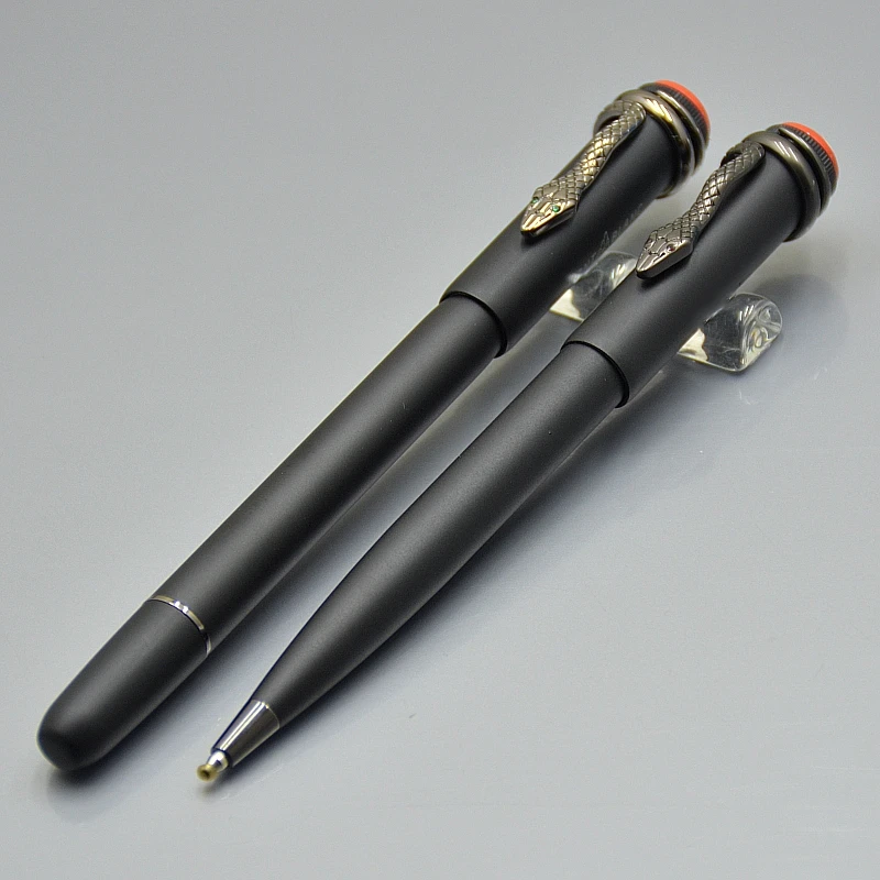 AMM Luxury 1912 Heritage Matte Black MB Roller ball Pen With Unique Snake Clip Design Stationery Writing Ballpoint Pens For Gift