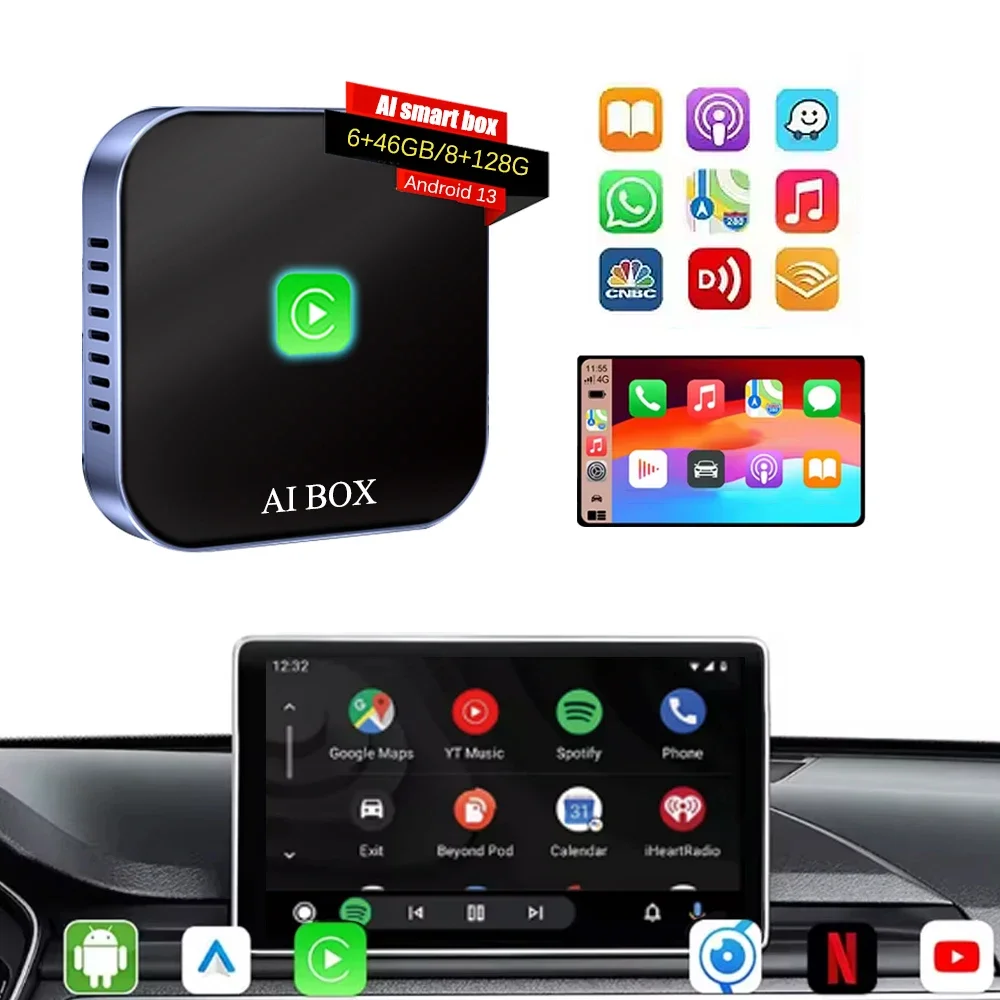 

Hot sell wireless carplay 4G SIM ai box android 13 Streaming box 4G+128G car accessories TV universal carplay dongle car play