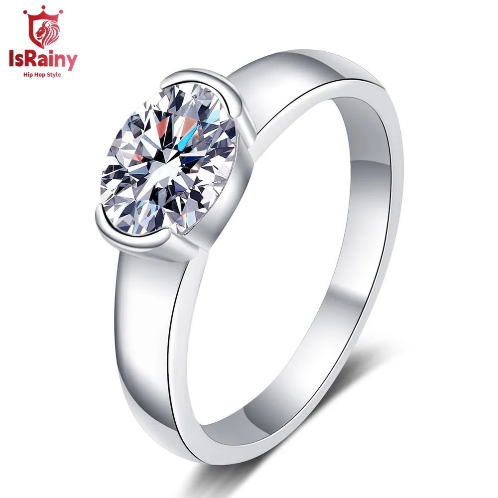 IsRainy 6*8MM Oval 3EX Cut D Moissanite Diamonds Engaged Anniversary Rings 925 Sterling Silver For Women men Fine Jewelry Gift