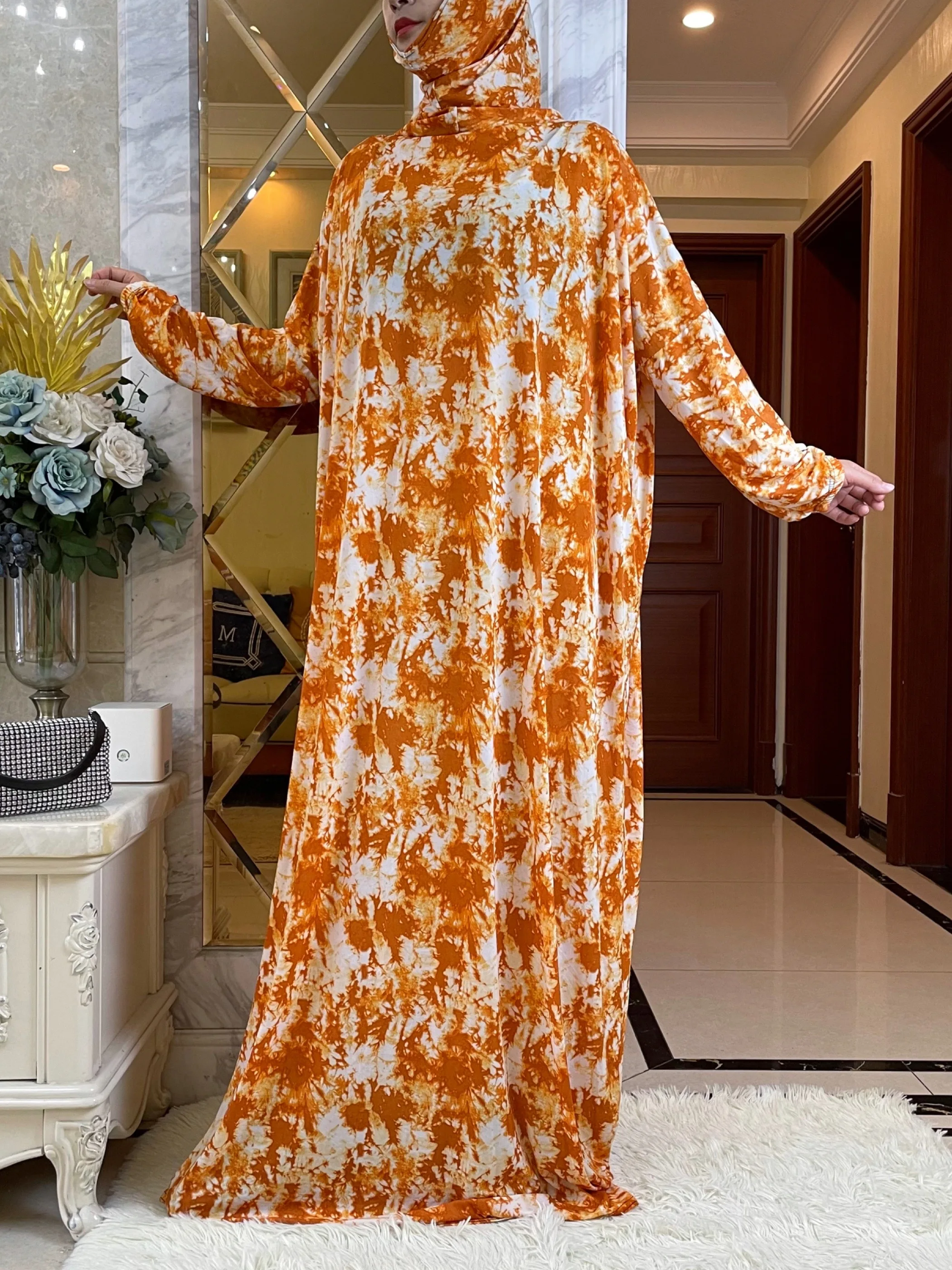 New Muslim Womens Hooded Abaya Turkey-African Prayer Garment Kaftan Dress With Hijab Floral Prints Dubai Saudi Robe In Ramadan