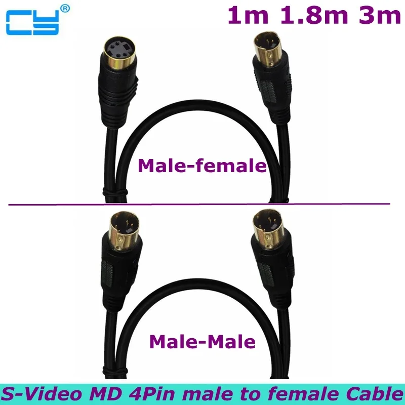 1-3m Gold-plated Copper Core S-terminal Wire Mini DIN Four Pin Video Cable TV AV Connection Wire MD4P Male to female Connection