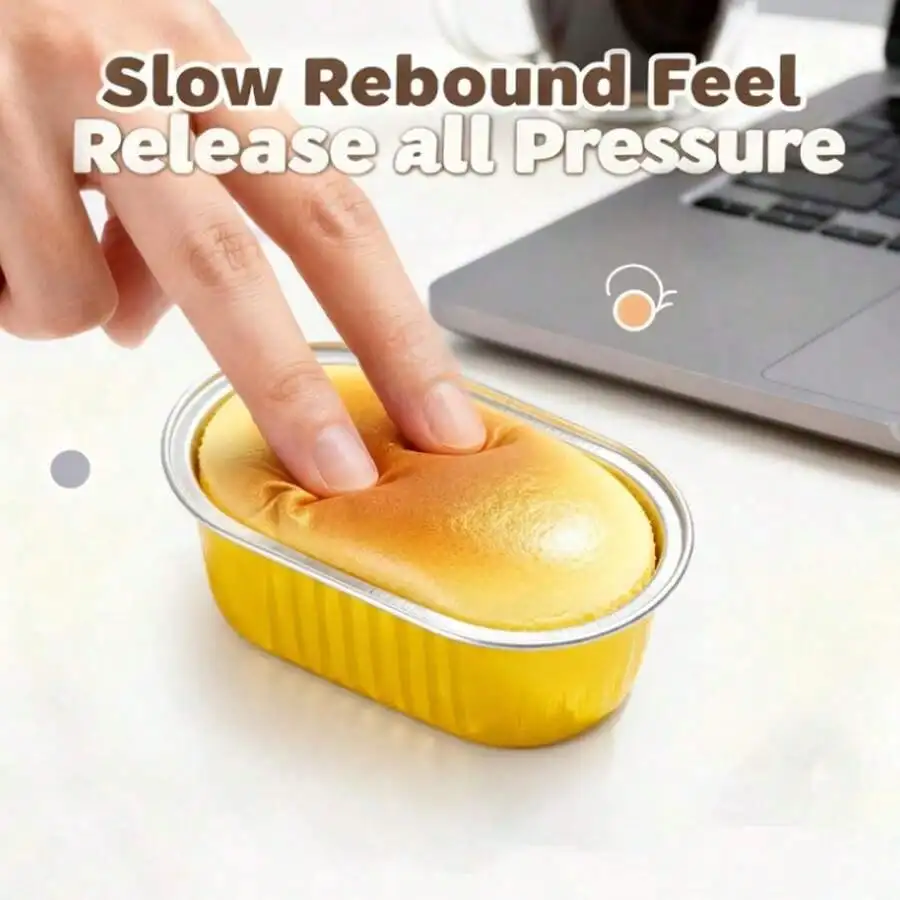 1pc Half-Baked Cheesecake Squeeze Toy, Realistic Dessert Replica Squishy Toy - Detail 1