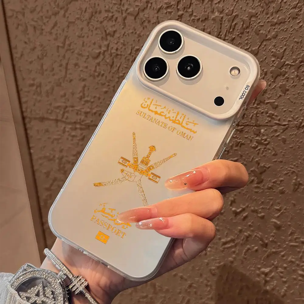 عمان جواز السفر جراب هاتف آيفون 17 16 15 14 13 12 11 برو ماكس أسود أرجواني ماتي ليزر معدني أورورا فوندا